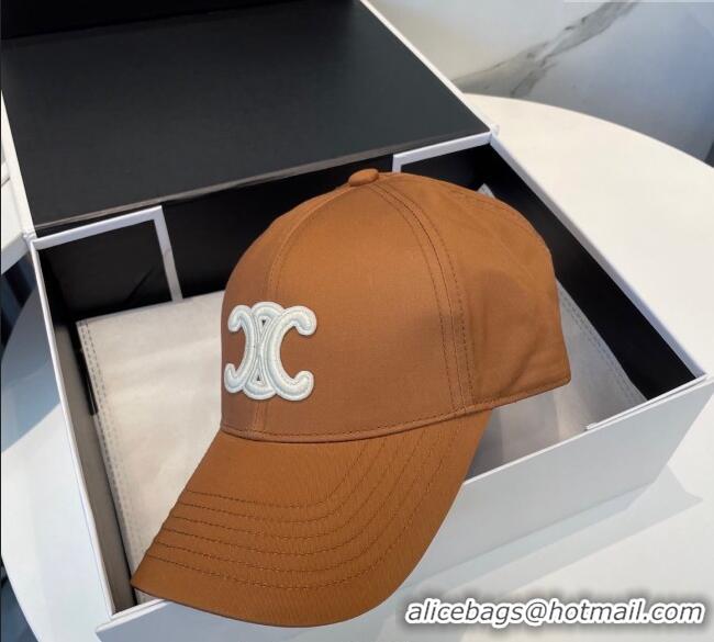 Good Product Celine Canvas Baseball Hat Triomphe 0617 Brown/White 2025