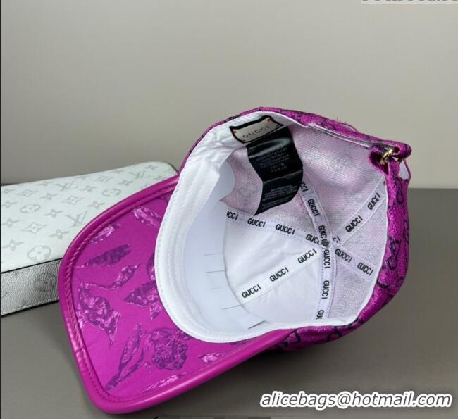 Low Cost Gucci Shiny Baseball Hat with Print 0617 Dark Pink 2025