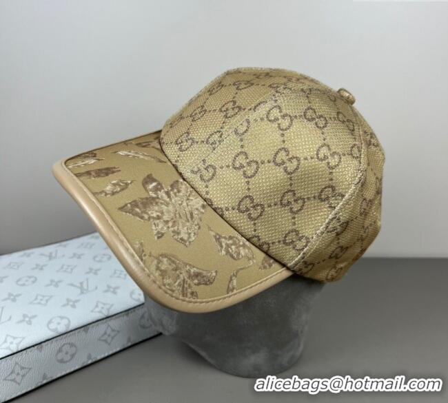 Fashion Discount Gucci Shiny Baseball Hat with Print 0617 Gold-Tone 2025