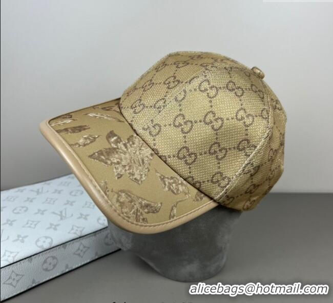 Fashion Discount Gucci Shiny Baseball Hat with Print 0617 Gold-Tone 2025