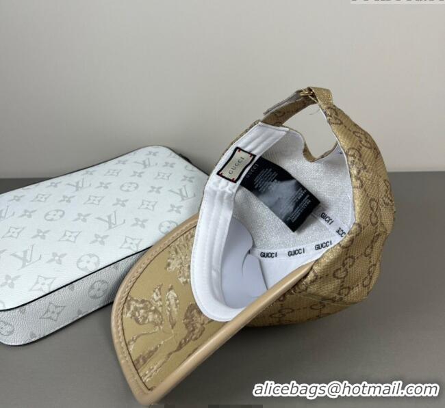 Fashion Discount Gucci Shiny Baseball Hat with Print 0617 Gold-Tone 2025