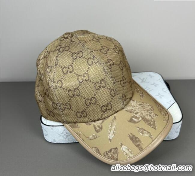 Fashion Discount Gucci Shiny Baseball Hat with Print 0617 Gold-Tone 2025
