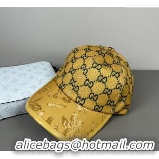 Famous Brand Gucci Shiny Baseball Hat with Print 0617 Yellow 2025