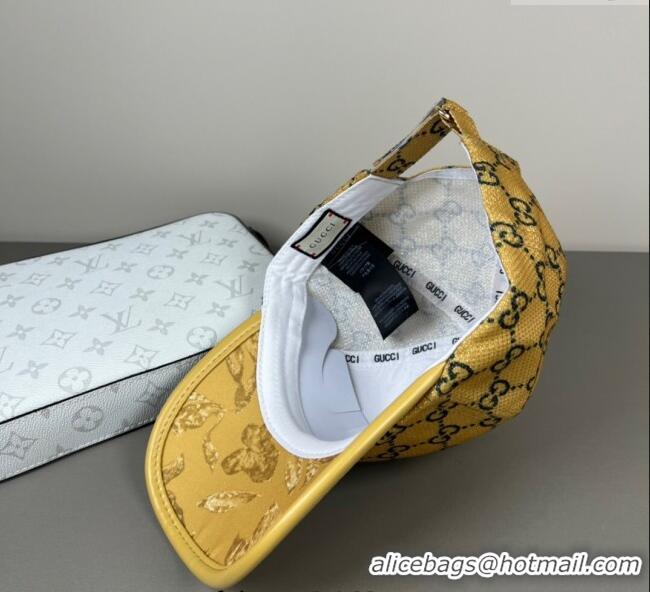 Famous Brand Gucci Shiny Baseball Hat with Print 0617 Yellow 2025