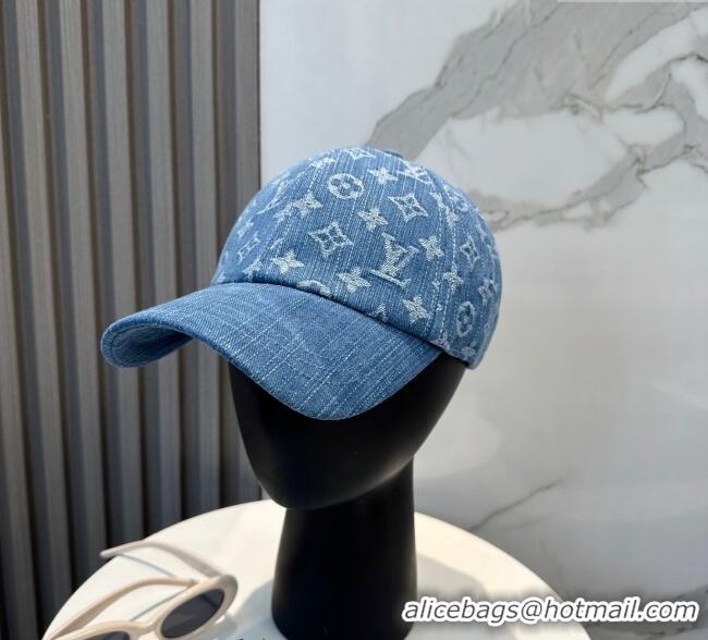 Good Quality Louis Vuitton Denim Baseball Hat 0617 Blue 2025