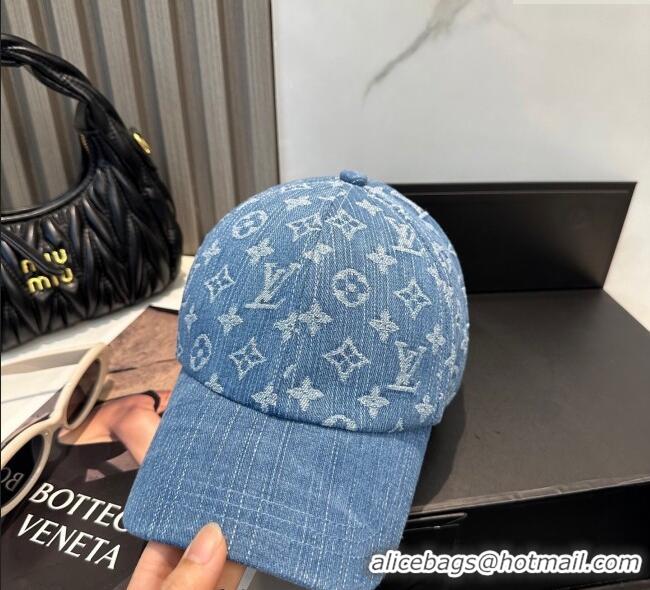 Good Quality Louis Vuitton Denim Baseball Hat 0617 Blue 2025