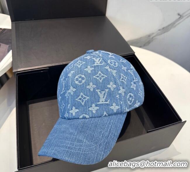Good Quality Louis Vuitton Denim Baseball Hat 0617 Blue 2025