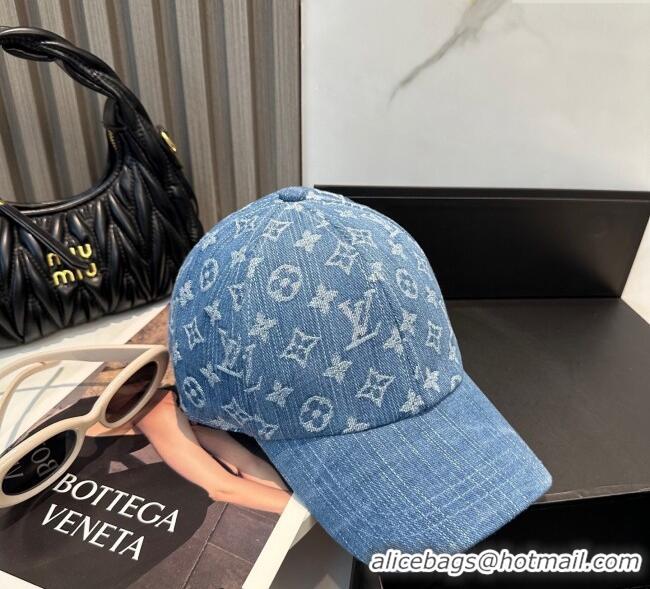 Good Quality Louis Vuitton Denim Baseball Hat 0617 Blue 2025