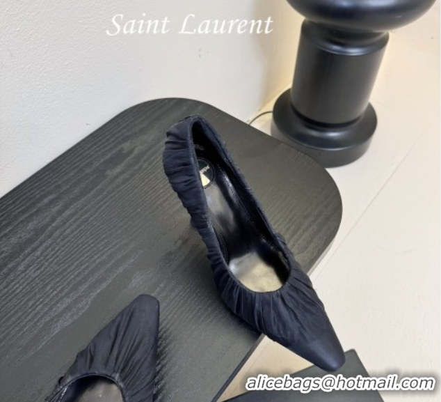 Best Grade Saint Laurent Mesh Covered High Heel Pumps 11cm Dark Blue 0424023