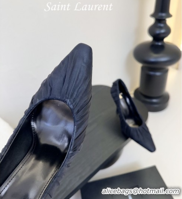 Best Grade Saint Laurent Mesh Covered High Heel Pumps 11cm Dark Blue 0424023