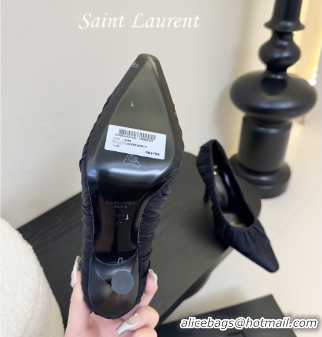 Best Grade Saint Laurent Mesh Covered High Heel Pumps 11cm Dark Blue 0424023