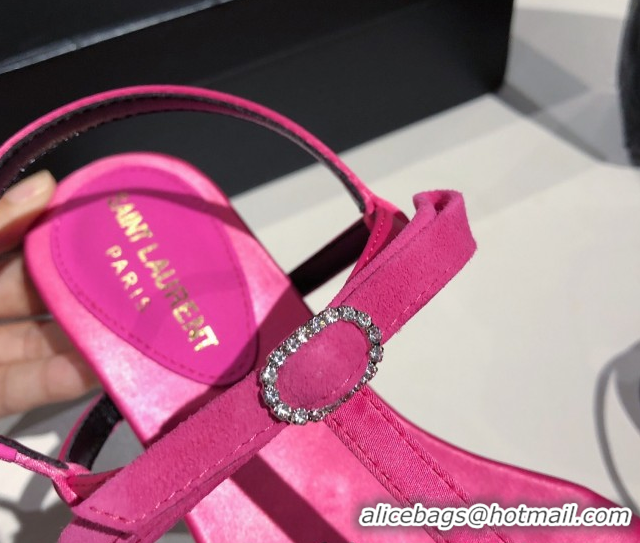 Good Looking Saint Laurent Suede Flat Thong Sandals with Strass Bow Pink 0424008