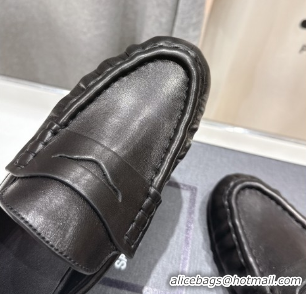 Luxurious Saint Laurent Le Loafers Mules in Calf Leather Black 0424036