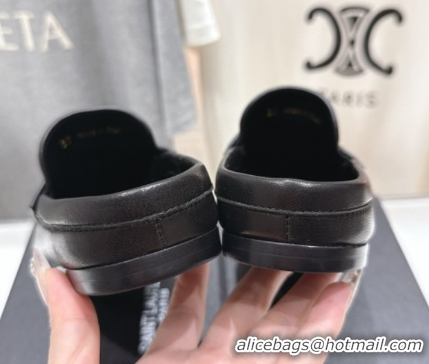 Luxurious Saint Laurent Le Loafers Mules in Calf Leather Black 0424036