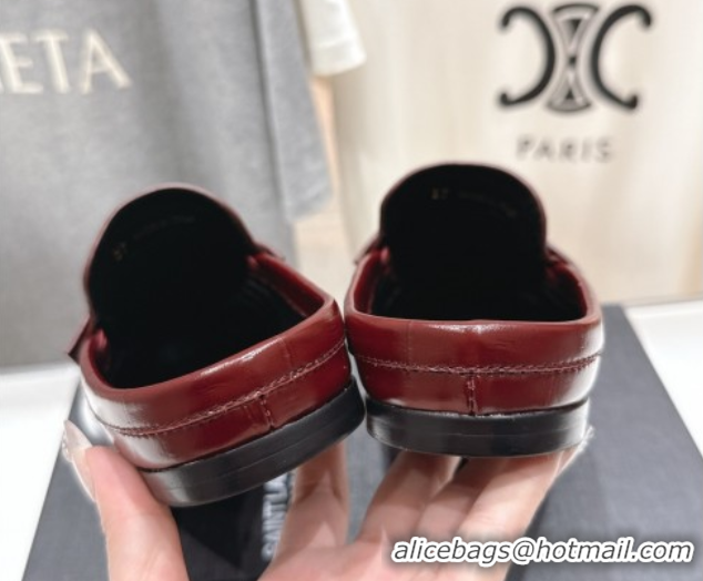 Big Discount Saint Laurent Le Loafers Mules in Eel Embossed Leather Red 0424037