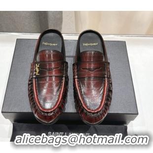 Luxury Saint Laurent Le Loafers Mules in Faded Leather Red 0424040