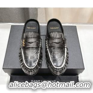 Good Product Saint Laurent Le Loafers Mules in Faded Leather Black 0424041
