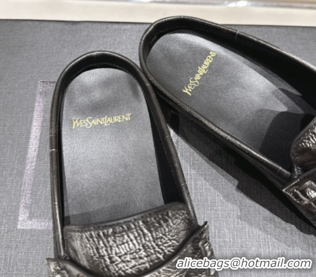 Good Product Saint Laurent Le Loafers Mules in Faded Leather Black 0424041