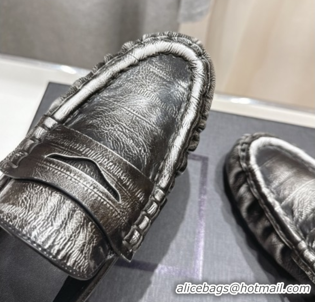 Good Product Saint Laurent Le Loafers Mules in Faded Leather Black 0424041