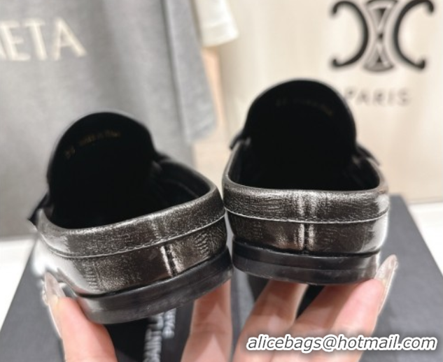 Good Product Saint Laurent Le Loafers Mules in Faded Leather Black 0424041