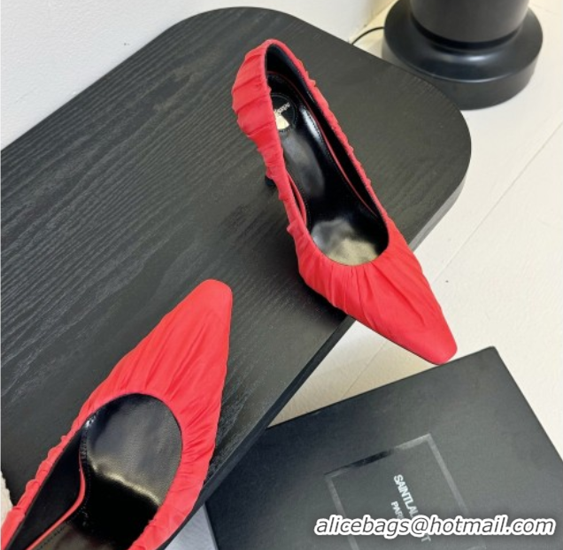Big Discount Saint Laurent Mesh Covered High Heel Pumps 11cm Red 0424027