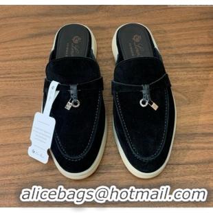 ​Promotional Loro Piana Charms Walk Babouche Loafer in Suede LP060502 Black 2025