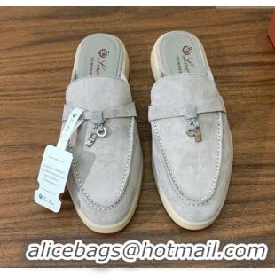 ​Grade Design Loro Piana Charms Walk Babouche Loafer in Suede LP060503 Pearl Grey 2025