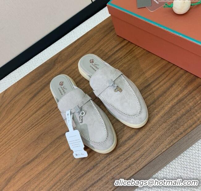 ​Grade Design Loro Piana Charms Walk Babouche Loafer in Suede LP060503 Pearl Grey 2025
