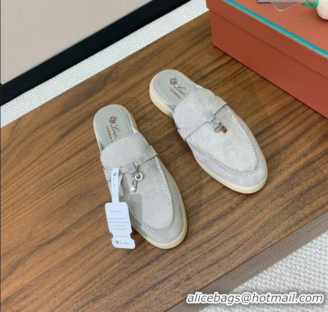 ​Grade Design Loro Piana Charms Walk Babouche Loafer in Suede LP060503 Pearl Grey 2025