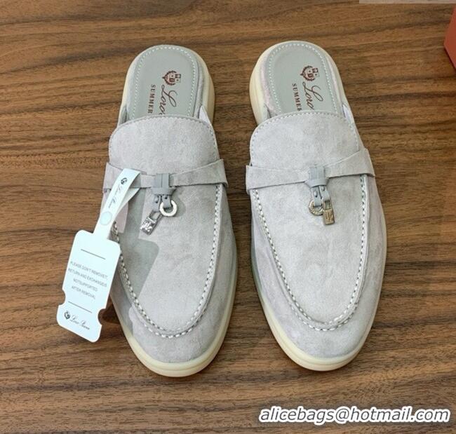 ​Grade Design Loro Piana Charms Walk Babouche Loafer in Suede LP060503 Pearl Grey 2025