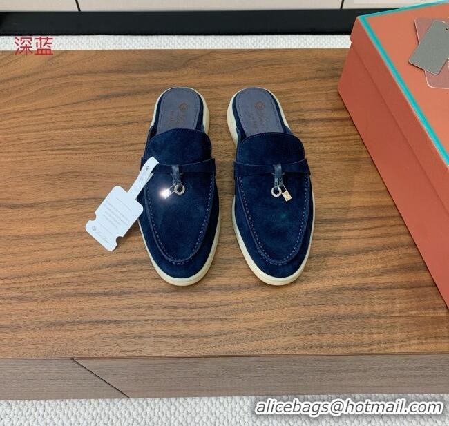 Best Price Loro Piana Charms Walk Babouche Loafer in Suede LP060504 Deep Blue 2025
