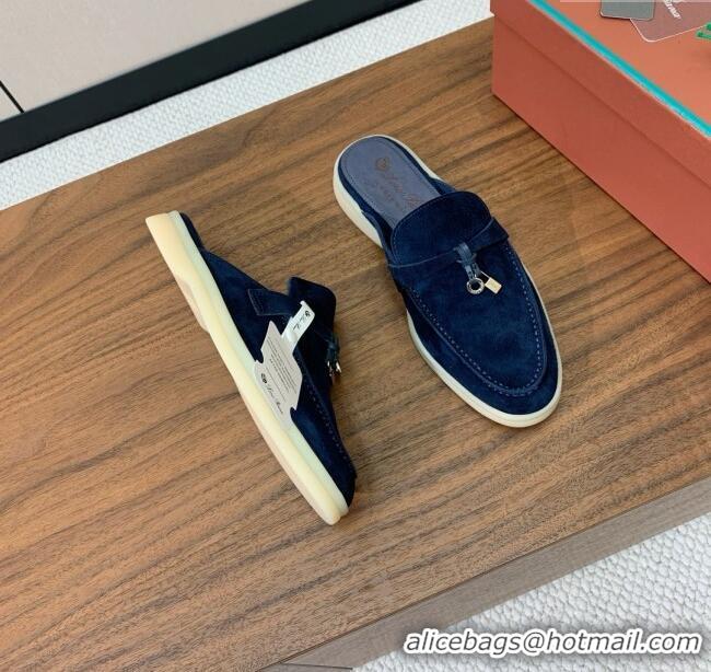 Best Price Loro Piana Charms Walk Babouche Loafer in Suede LP060504 Deep Blue 2025