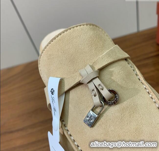Shop Grade Loro Piana Charms Walk Babouche Loafer in Suede LP060505 Apricot 2025