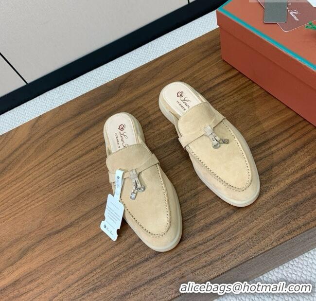 Shop Grade Loro Piana Charms Walk Babouche Loafer in Suede LP060505 Apricot 2025