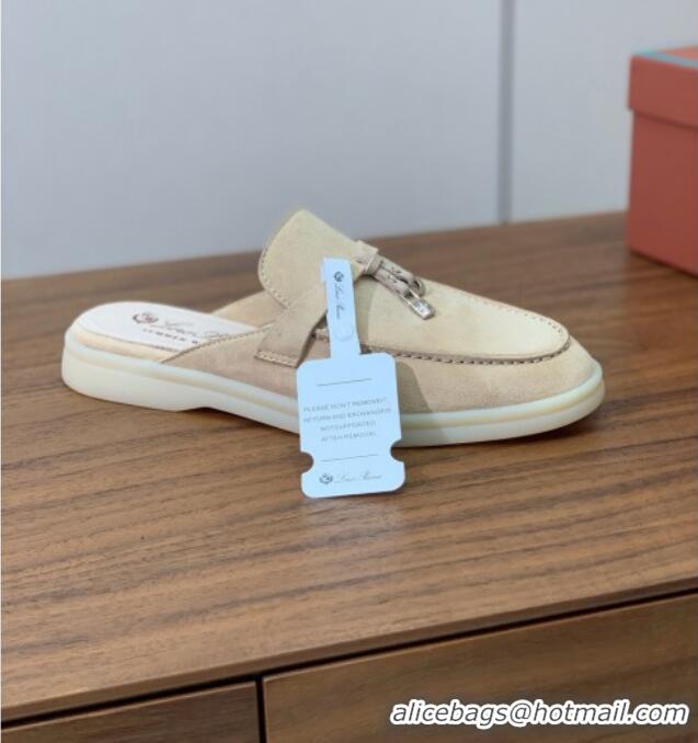 Shop Grade Loro Piana Charms Walk Babouche Loafer in Suede LP060505 Apricot 2025
