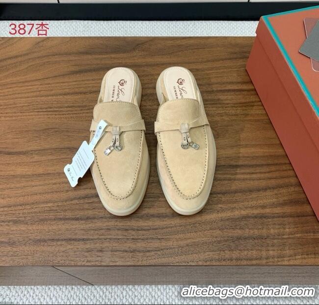 Shop Grade Loro Piana Charms Walk Babouche Loafer in Suede LP060505 Apricot 2025
