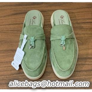 Top Grade Loro Piana Charms Walk Babouche Loafer in Suede LP060506 Green 2025