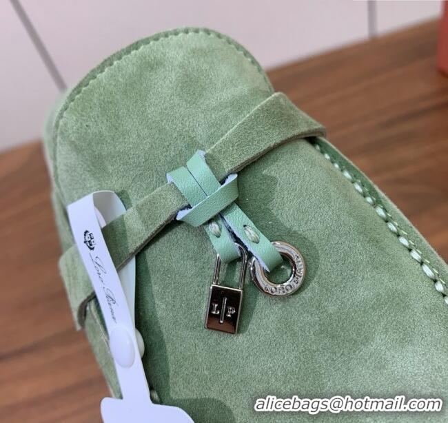 Top Grade Loro Piana Charms Walk Babouche Loafer in Suede LP060506 Green 2025