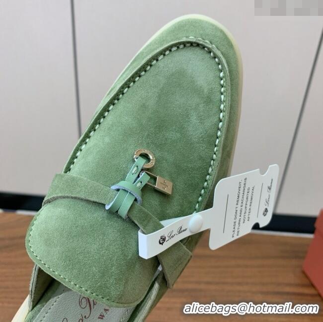 Top Grade Loro Piana Charms Walk Babouche Loafer in Suede LP060506 Green 2025