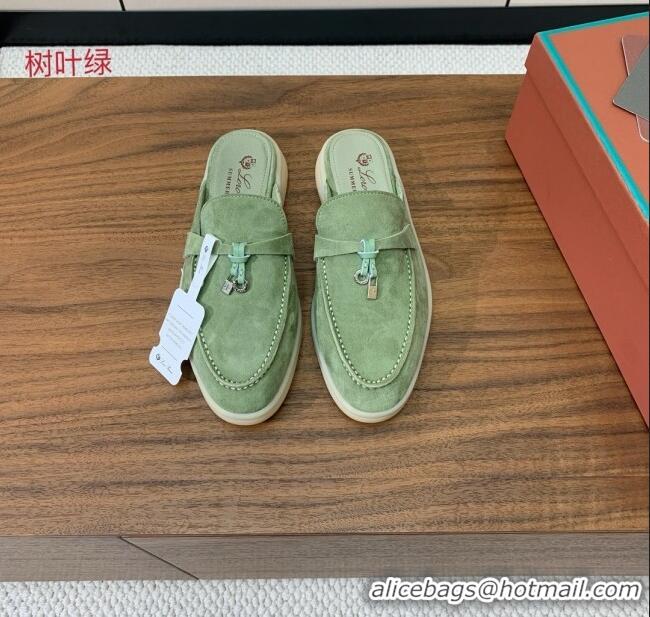 Top Grade Loro Piana Charms Walk Babouche Loafer in Suede LP060506 Green 2025
