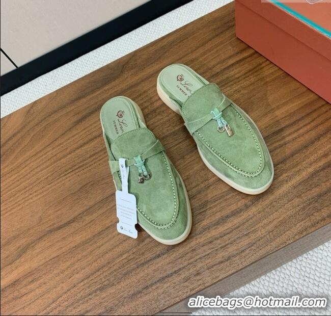 Top Grade Loro Piana Charms Walk Babouche Loafer in Suede LP060506 Green 2025