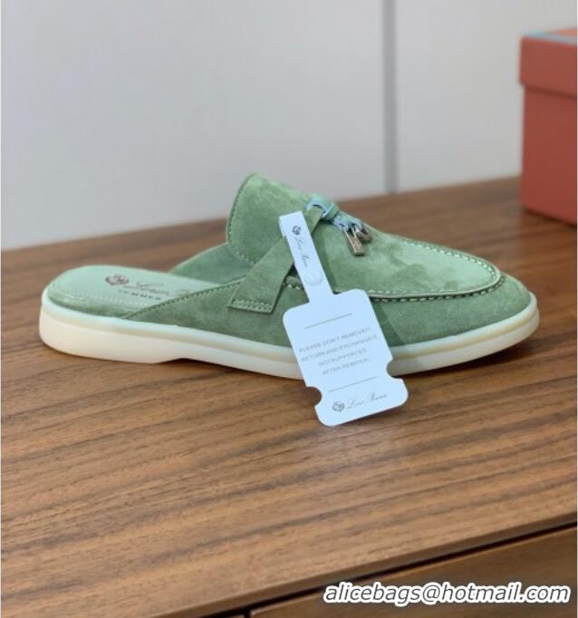 Top Grade Loro Piana Charms Walk Babouche Loafer in Suede LP060506 Green 2025