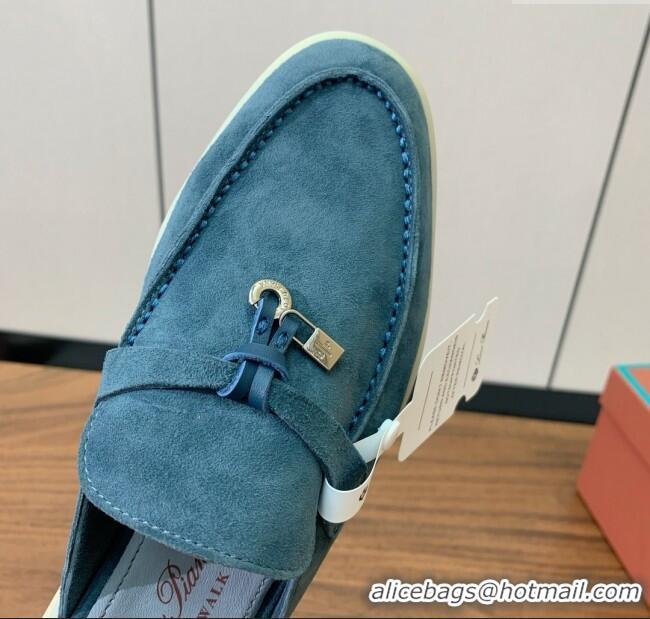 ​Low Cost Loro Piana Charms Walk Babouche Loafer in Suede LP060508 Misty Blue 2025