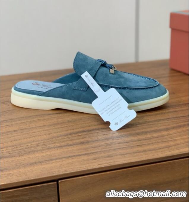 ​Low Cost Loro Piana Charms Walk Babouche Loafer in Suede LP060508 Misty Blue 2025