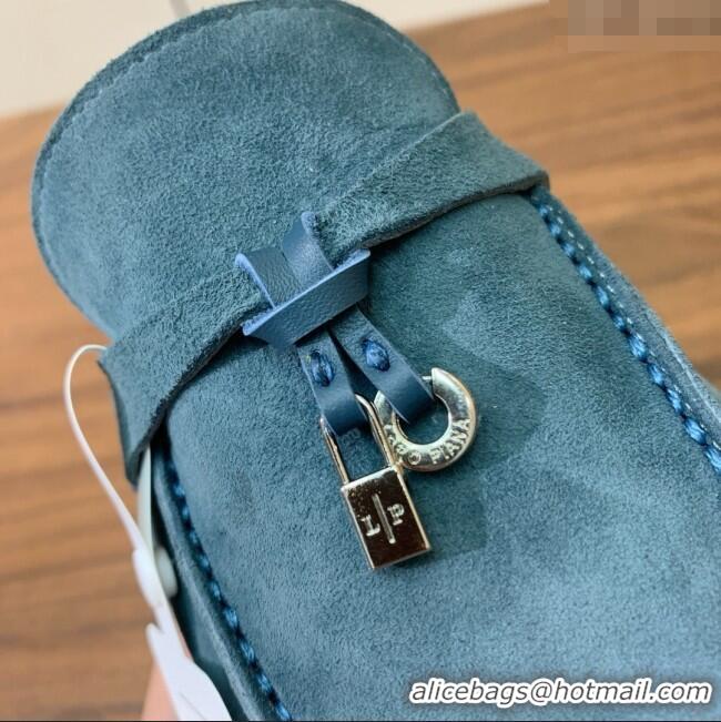 ​Low Cost Loro Piana Charms Walk Babouche Loafer in Suede LP060508 Misty Blue 2025