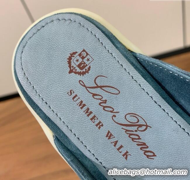​Low Cost Loro Piana Charms Walk Babouche Loafer in Suede LP060508 Misty Blue 2025