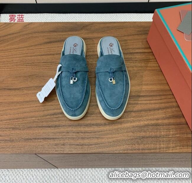 ​Low Cost Loro Piana Charms Walk Babouche Loafer in Suede LP060508 Misty Blue 2025