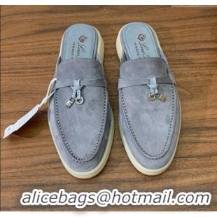 ​Shop Cheap Loro Piana Charms Walk Babouche Loafer in Suede LP060510 Deep Grey 2025