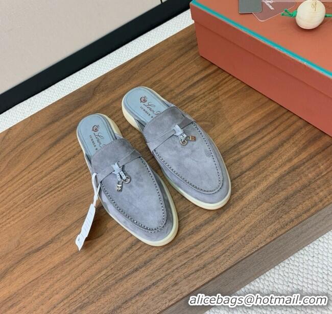 ​Shop Cheap Loro Piana Charms Walk Babouche Loafer in Suede LP060510 Deep Grey 2025