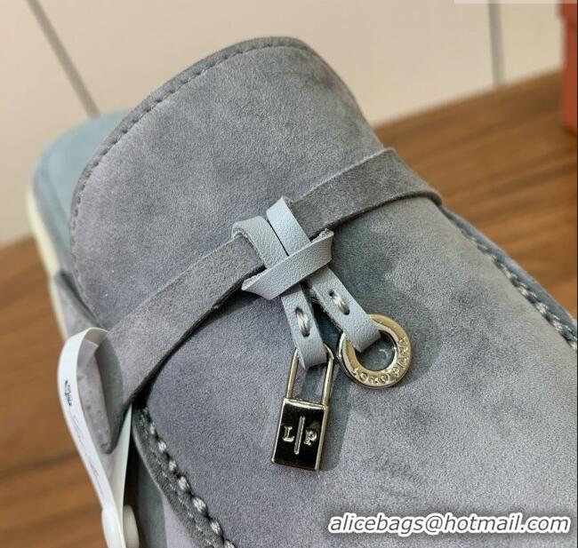​Shop Cheap Loro Piana Charms Walk Babouche Loafer in Suede LP060510 Deep Grey 2025